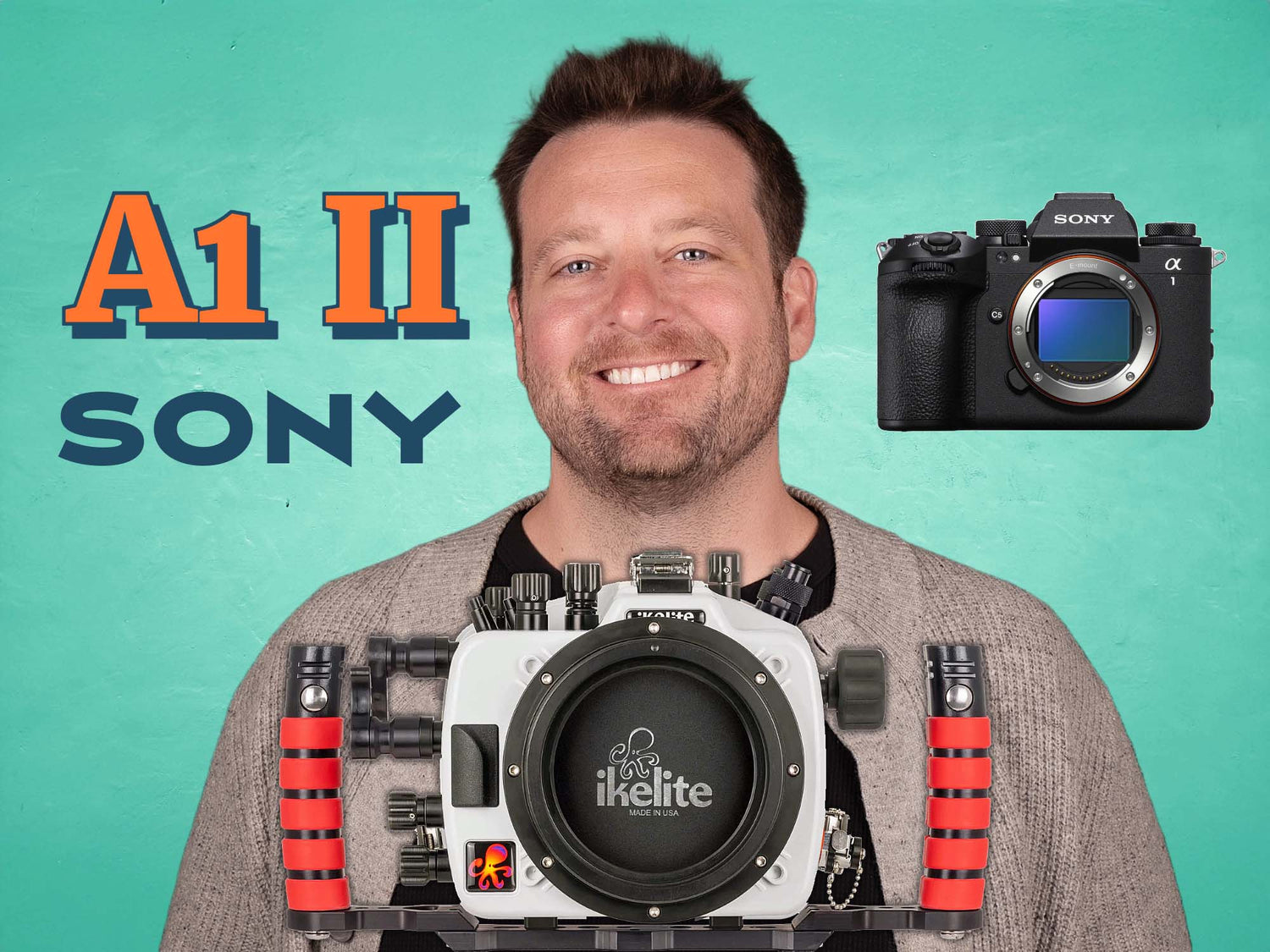 Ikelite VP and Head of Product Design John Brigham pictured with the Sony a1 II camera and the Ikelite 200DL underwater housing