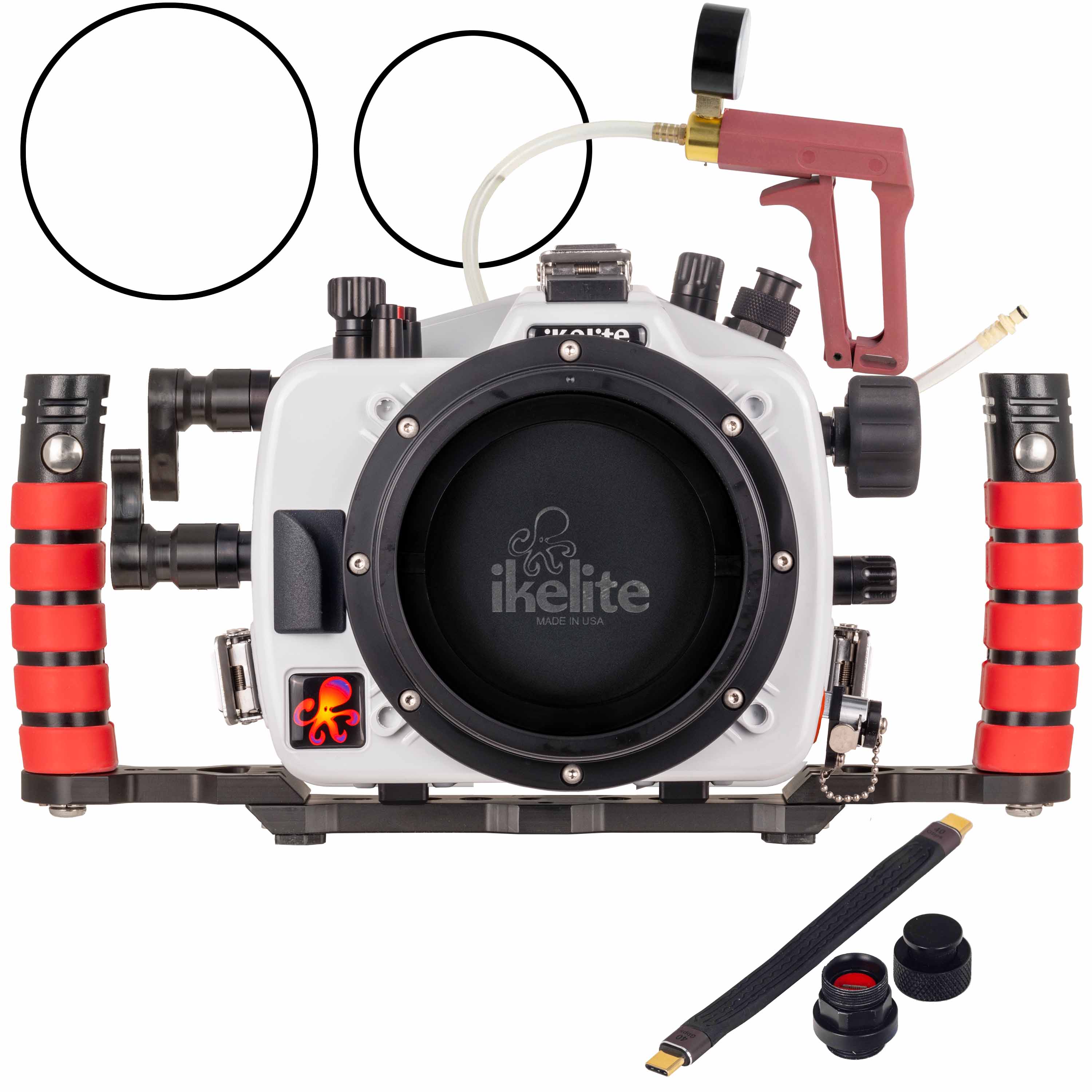 Ikelite 200DL Underwater Housing for Canon EOS R5 Deluxe Version with Handles, Vacuum Pump, & USB-C Charging Bulkhead